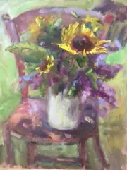 Original Impressionism Oil Art 20”x16” Garden Floral Still Life Signed