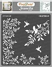 CrafTreat Trees Stencils for Painting on Canvas, Wallart, Journal Notebook, Home Decor and Scrapbooking - 6X6 Leaves and Branch & Flying Bird Template for Room Decor - Reusable Arts & Crafts Supplies