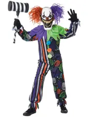 Hobbypos Funhouse Fiend Horror Clown Evil Jester Joker Halloween Child Boys Costume