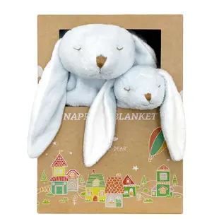 Angel Dear毛毯+安撫巾彌月禮盒/ 藍色小兔