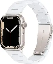 Vamyzji Compatible with Apple Watch Band 49mm 46mm 45mm 44mm 42mm, Lightweight Waterproof Resin Sport iWatch Strap for Apple Watch Series 10 9 8 7 6 5 4 3 2 1 SE Ultra 2 1(Pure White Starlight)