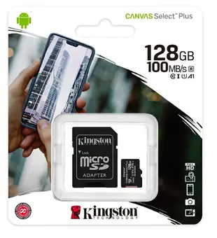 KINGSTON 128GB 128G microSDXC【100MB/s-Plus】microSD SDXC micro SD UHS U1 TF C10 Class10 SDCS2/128GB 金士頓 手機記憶卡