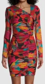 $245 Aidan by Aidan Mattox Women's Red Floral Ruched Sheath Dress Size US 10