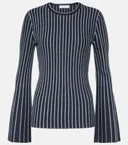 [Gabriela Hearst] Gabriela Hearst Lorcan striped wool and silk top AU 8 blue