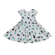 Dot Dot Smile NWT Toddler Girl Size 3/4 Ivory Blue Cactus Cap Sleeve Twirl Dress