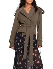 [Belle & Bloom] Fast Car Cropped Trench in Military