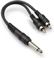 Hosa Mono 1/4" Male to Two RCA Male 6"