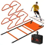 Speed and Agility Training Equipment: 5 Adjustable Agility Hurdles. 20ft orange