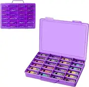 RHCOM Toy Storage Organizer Case for Hot Wheels Car, for Matchbox Cars, for Mini Toys, for Small Dolls. Carrying Box Container Carrier with 24 Compartments (Box Only) (Purple)