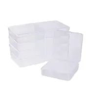10 Pack 3.74x3.74x1.18" Square Clear Plastic Bead Storage Containers Box Case...