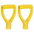 2pcs Shovel D Grip Handle 1-1/4""(32mm) Inner Dia. ABS Spade Snow Shovel, Yellow