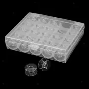 25 Solts Bobbins Spools Box with 25pcs Sewing Machine Bobbins Clear