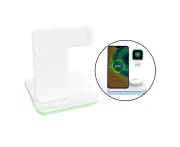 3 in 1 15W Qi Wireless Fast Charging Station Charger Dock Stand for iPhone White