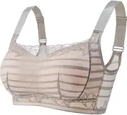 [ANMUR] Sexy Lace Mastectomy Bras For Women Breast Prosthesis Pocket Bra Fake Breasts Wireless Underwear (Color : Grey, Size : M/M)