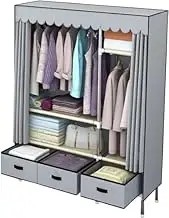 Portable Wardrobe Rack,Portable Wardrobe Canvas Wardrobe, Portable Wardrobe Shelves with Hanging Rail, Clothes Closet Storage Organizer for Clothes, Bags Clothes Rack