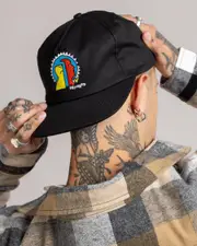 [Krooked] Krooked Men's Mad Back Snapback Cap in Black One Size Black
