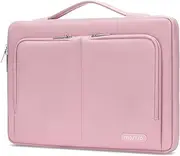MOSISO 360 Protective Laptop Sleeve Bag Compatible with MacBook Air 15 inch M2 A2941 2023/Pro 16 2023-2019 M3 A2991 M2 A2780 M1 A2485 A2141, 15-15.6 inch Notebook with 2 Same Front Pockets&Belt, Pink
