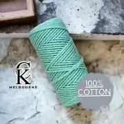 4MM 3ply macrame cord 100m SPEARMINT Cotton 3 Strand Twist Rope Melbourne