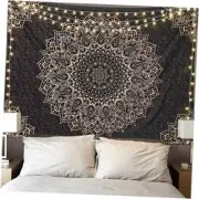 Black Mandala Tapestry Wall Hanging 59"x 79" Black Vintage Mandala Tapestry
