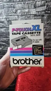 Genuine Brother P-Touch TX-3541 Tape Cassette Gold-On-Black Label Tape 50 Ft 1"