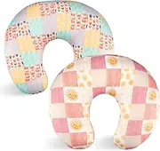 SWESEN 2 Pack Nursing Pillow Cover for Baby Girls, Breastfeeding Pillow Slipcover, Soft Stretchy Snug Fits On Infant Nursing Pillow, Machine Washable & Breathable, Fox & Sun