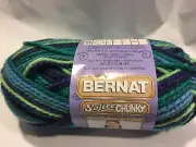 GREEN BLUE BERNAT SOFTEE CHUNKY KNITTING CROCHET DESIGNER FIBER ARTS YARN 100G