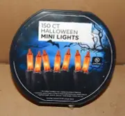 Halloween Mini Lights 150 each Orange Steady Or Flashing 30.9 feet 186J