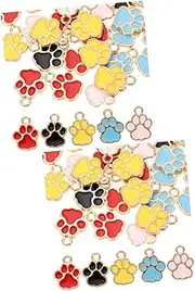 TEHAUX 2sets Elegant Charm Bracelet Charms Bulk Paw Print Animal for Jewelry Making Kit 50pcs*2