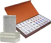 Mahjong Set MahJongg 40 Tile Set Chinese Mahjong Easy to Read Game Set Chinese Mahjong Game Set with Box Chinese Mah Jongg Set(Silver)