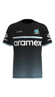 NRL 2023 Training Tee - Cronulla Sharks - Black - Rugby League - CLASSIC