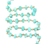 Amazonite Gemstone Bead Strand, 8mm Rounds, 24K Gold - Necklace & Jewelry Making