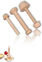 Honwor 3-Piece Wooden Tart Tamper Set for Perfect Pastries - Double-Sided Dough Tamper for Mini Egg Tarts, Cheesecakes, and More Baked Delights. DIY Cake and Pastry Baking Tool.
