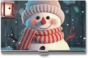 [LKHDS] Slim Aluminum Alloy Business Card Holder Cute Snowman Pocket Business Card Case Portable Business Card Wallet Business Card Holders Handheld Card Box for Women Men, style, One size