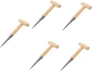 PartyKindom 5pcs Planter Tool T Handle Soil Digger Portable Dibber for Garden Use Punch Tool for Hole Digging Sowing and Transplanting Backyard Gardening