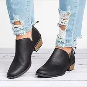 [Generic] Orthopedic Ankle Boots with Retro Sales for Women, Boots with Foot Vault Support, Ankle Boots with a Low Heel, Pointed Point and Zipper at The backBlack,40