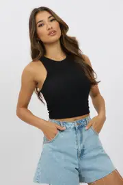 Black Tank Top Rib - Size 16XL, Women's Tank