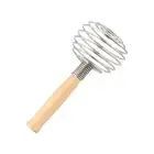 Wood Handle Spiral Egg Beater Hand-held Egg Mixer Spring Egg Whisk Flour