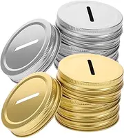 MOKKHNB 12pcs Jar Coin Bank Lids Metal Tinplate Covers for Regular Mouth Canning Jars Stylish and Storage for Savings Options