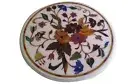 18" White Marble Side Table Top Handmade Floral Inlay Home Decor