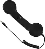 SEWACC Retro Telephone Handset Adjustable Tone Radiation Cell Phone Receiver for Mobile Devices Black Luxurious Rubberized Design Compatible with All Phones
