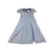 Bardot Women's Blue Floral Line Dress Short Sleeve Front Slit Plus Size 16 NWT