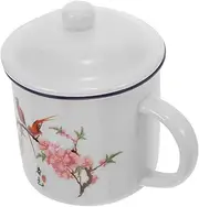 Abaodam Ceramic Coffee Mug with Lid Durable Multi Functional Peach Blossom Ceramic Cup for Water Tea Milk Juice for Outdoor Activities and Housewarming