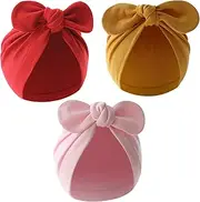 [Jastore] Newborn Baby Bowknot Turban Hat Infant Toddler Hospital Hat Cotton Head Wrap Beanie Cap