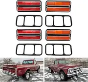 Front Amber and Rear Red Side Marker Light Lamps For 1968-1972 Che-vy G-M-C Pickup Truck