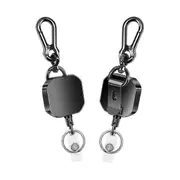 2 Pack Retractable Keychain, Heavy Duty Metal ID Holder Key Reel, Carabiner Keychain with Belt Clip As shown