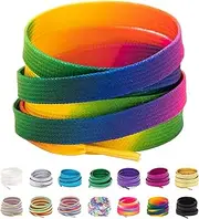 [Booyckiy] 31-71" Flat Colorful Fashion Sneakers Shoelaces, Rainbow Gradient Shoe Laces