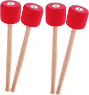 COMPUKAS 2Pairs Head Drum Mallets Lightweight Percussion Sticks for Bass Drums Slip Grip Durable Drumsticks for Beginners and Professionals