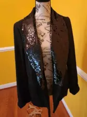 Black Blazer Sequin Collar Evening Formal Medium