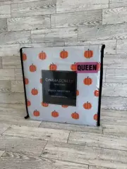 New Cynthia Rowley Cute Fall Pumpkins 4 Piece Queen Sheet Set 100% Microfiber