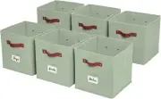DECOMOMO Storage Bins | Cube Bin 10.5" x 11" / 6pcs, Sage Green